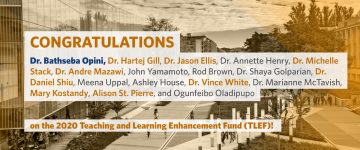 Congrats on the 2020 Teaching and Learning Enhancement Fund (TLEF)