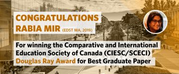 Congratulations Rabia Mir for the Douglas Ray Award