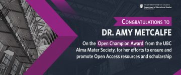 Congratulations to Amy Metcalfe – Open Champion Award from the UBC Alma Mater Society