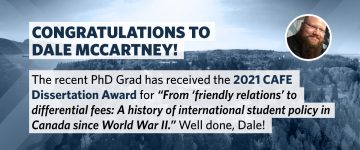 Dale McCartney – 2021 CAFE Dissertation Award