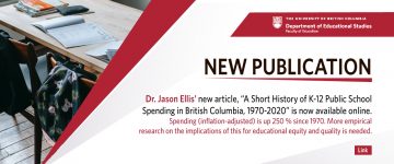 New Publication –  A Short History of K-12 Public School Spending in British Columbia, 1970-2020