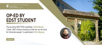 Yotam Ronen published “Letter: UBC’s history teaches us that we can do more for Ukrainian people” in The Ubyssey