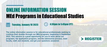 Online Information Session – MEd Programs in Educational Studies 