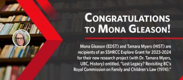 Congratulations to Dr. Gleason for the SSHRCC Explore Grant for 2023-2024