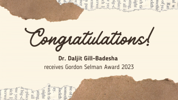 Dr. Daljit Gill-Badesha receives Gordon Selman Award 2023