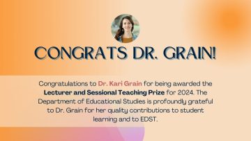 Dr. Kari Grain – Lecturer and Sessional Teaching Prize 2024