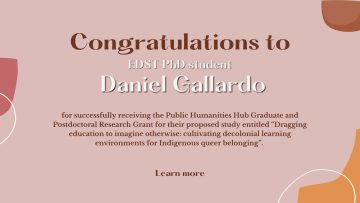 Congratulations to Daniel Gallardo for the Public Humanities Hub Graduate and Postdoctoral Research Grant