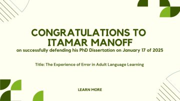 Congratulations to Itamar Manoff who successfully defended his PhD Dissertation