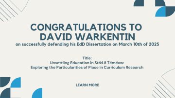 Congratulations to David Warkentin on successfully defending his EdD Dissertation