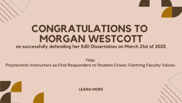 Morgan Westcott’s Successful EdD Dissertation