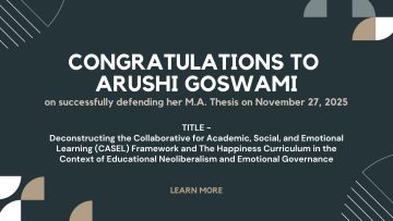 Arushi Goswami – Successful Defence (M.A. Thesis)